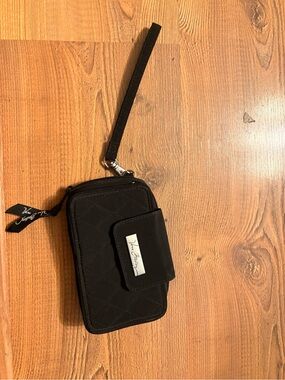 Vera Bradley Black Quilted Wristlet Phone Wallet with Logo Plate